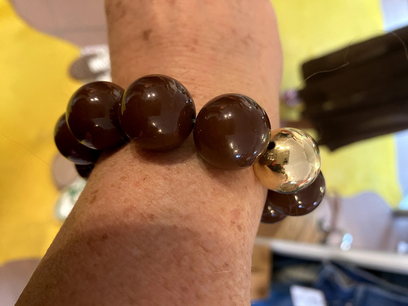 Armband elastisch Acryl Kupfer Groß/Dick XL Braun Glänzend ARU272-61