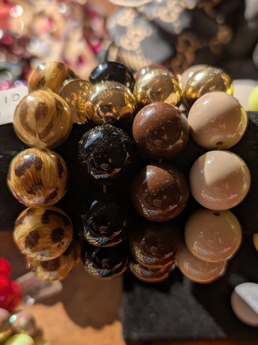 Armband elastisch Acryl Kupfer Groß/Dick Leo Braun ARU272-64