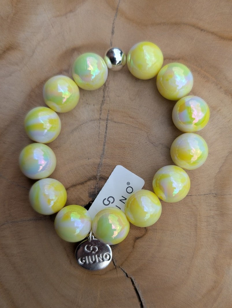 Armband elastisch Acryl Kupfer Perlmutt Gelb ARU289-30