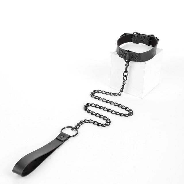 Faux Leather Collar and Leash