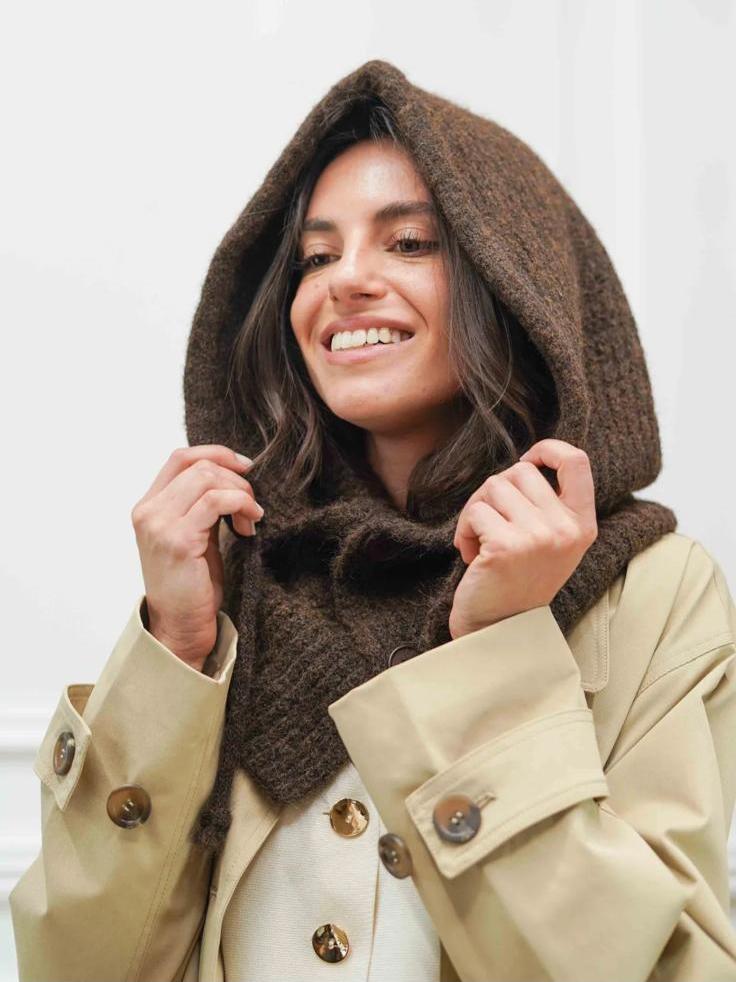 Balaclava Strick Sturmhaube flauschig Coffee Braun - von JUBYLEE 0017