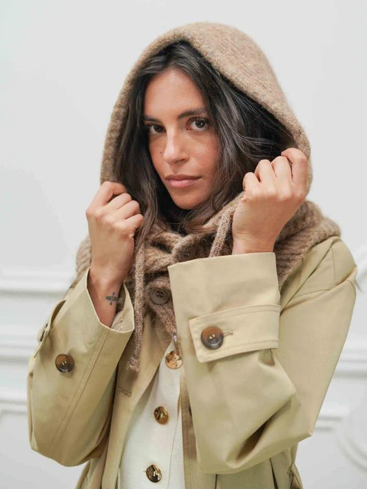 Balaclava Strick Sturmhaube flauschig Taupe - von JUBYLEE 0017