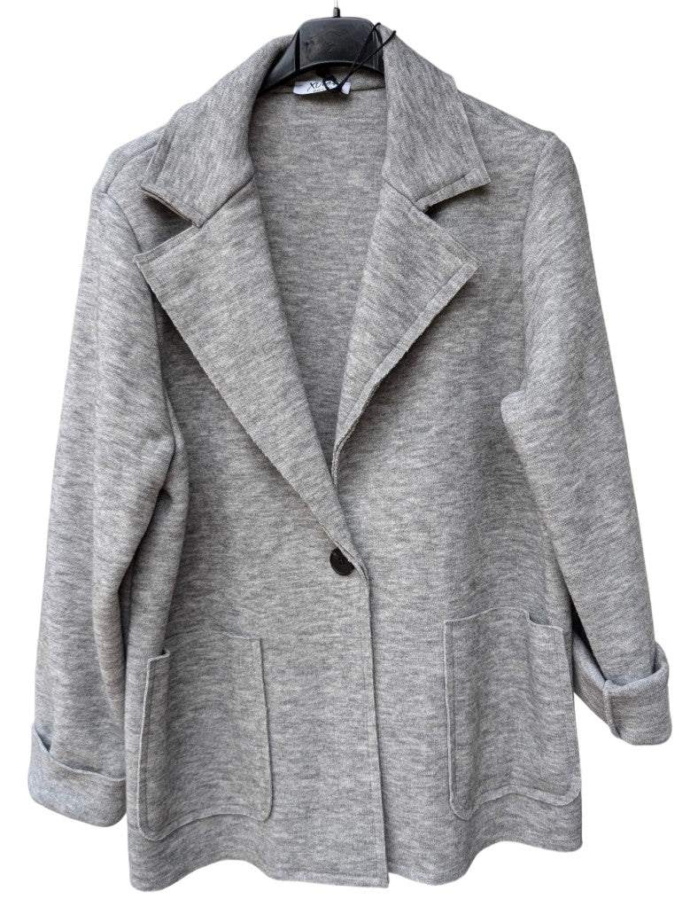 Blazer Sportlich Elegant Hellgrau One Size