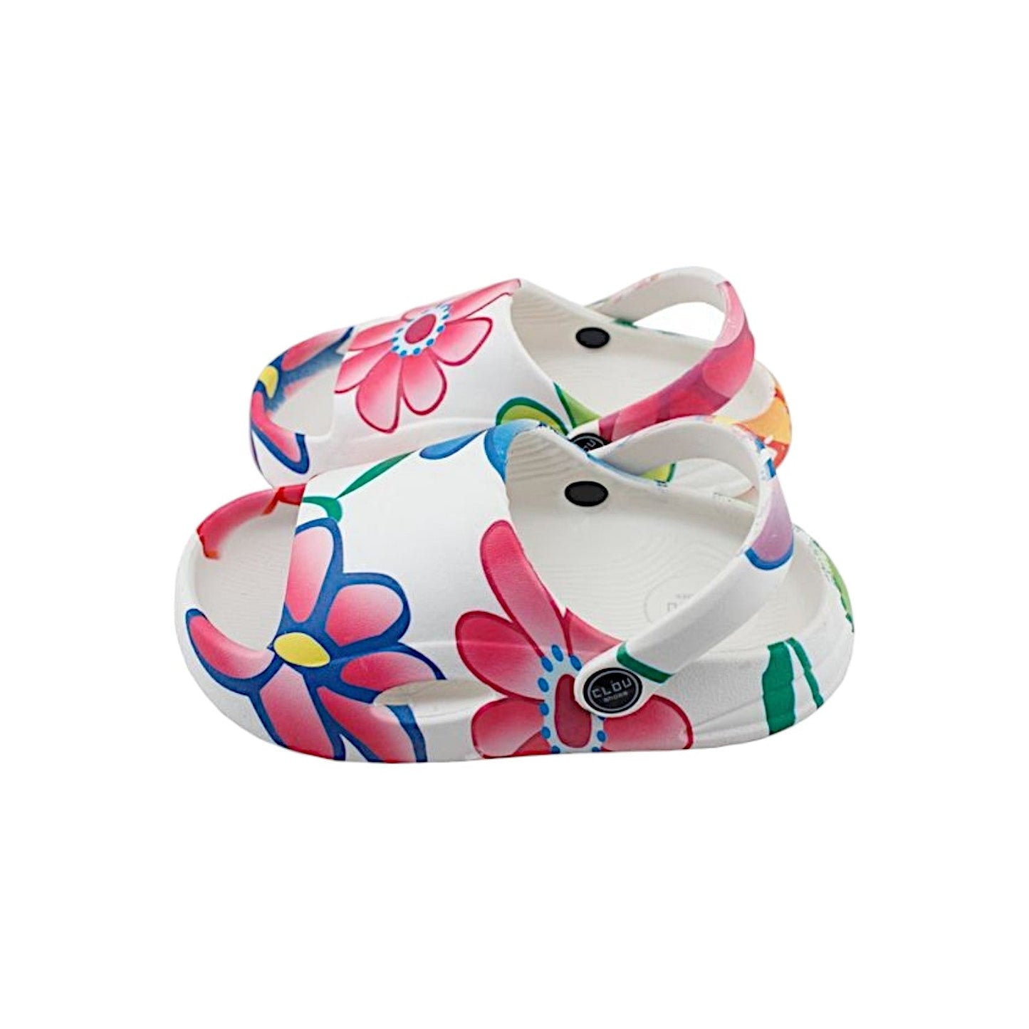 Kinder Badelatschen mit Blumenmuster » günstige Kinderschuhe "Clou Shoes" » Badeschlappen, Schuhe & Slipper » offene Sandalen mit Riemen und Cut-Outs