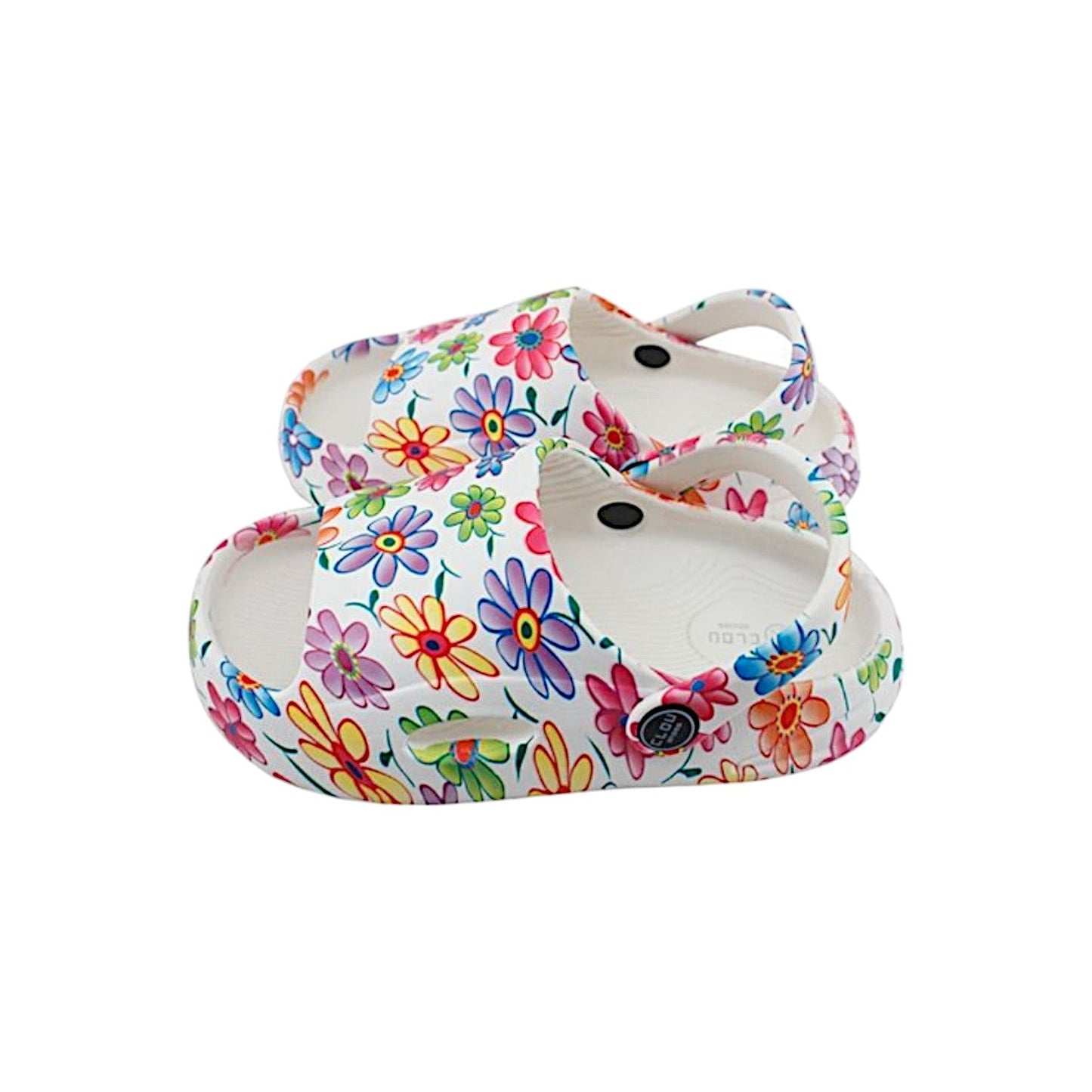Kinder Badelatschen mit Blumenmuster » günstige Kinderschuhe "Clou Shoes" » Badeschlappen, Schuhe & Slipper » offene Sandalen mit Riemen und Cut-Outs