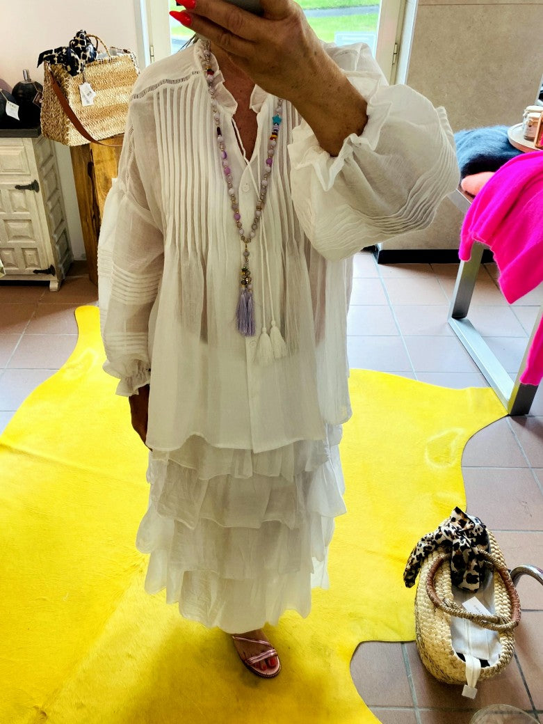 Rock Maxi Volant aus Lyocell in Weiß, One Size - von MIHO'S G02298