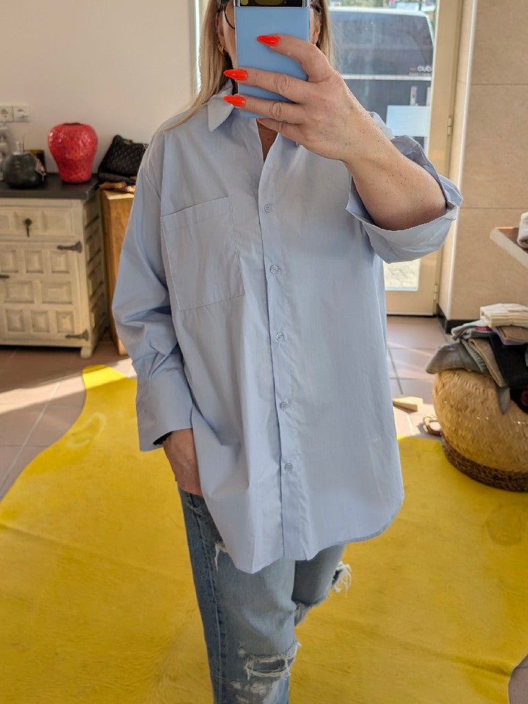 Bluse Drole de Copine Paris Hellblau S/M 100% Baumwolle CHOICE