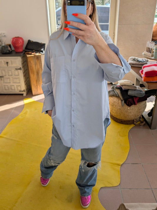 Bluse Drole de Copine Paris Hellblau S/M 100% Baumwolle CHOICE