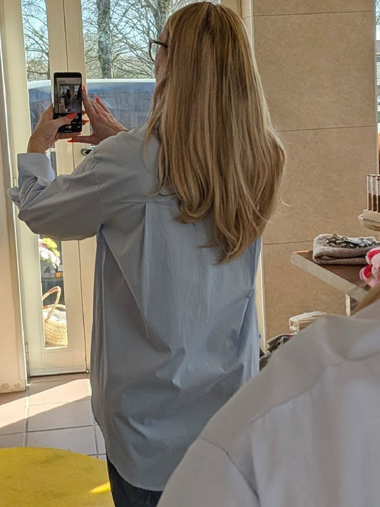 Bluse Drole de Copine Paris Hellblau S/M 100% Baumwolle CHOICE