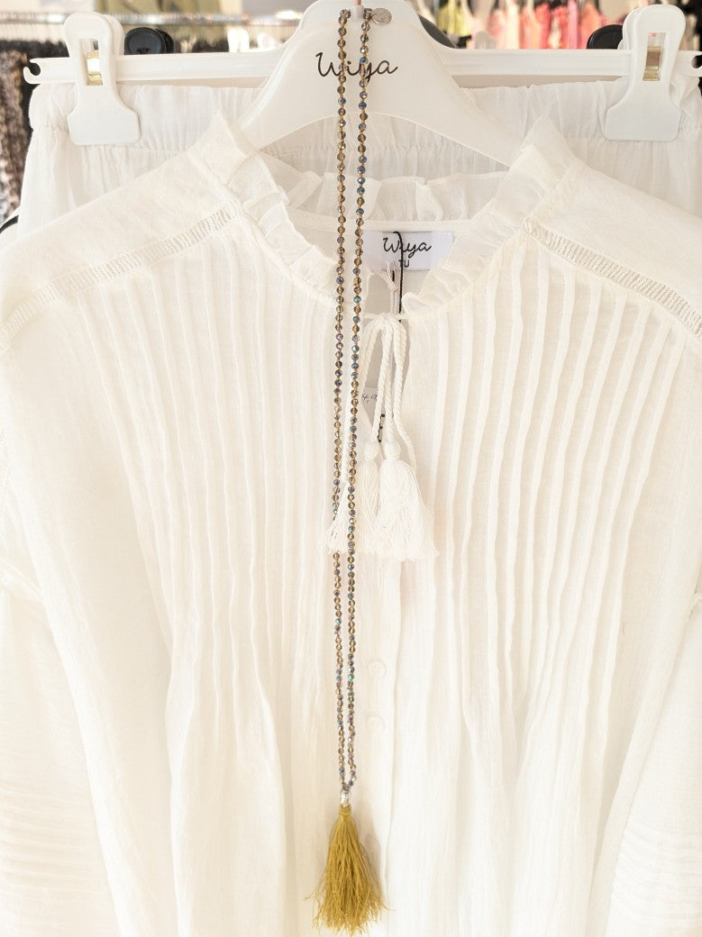 Kette Boho Edelstahl mit Kristallsteinen Buddha Kopf 90cm lang in Gold/Türkis mit Quast SSt Bijoux 8112591