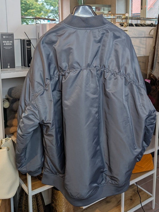 Bomberjacke Nylon Oversized Blau Grau innen Orange, OneSize - von CHOICE