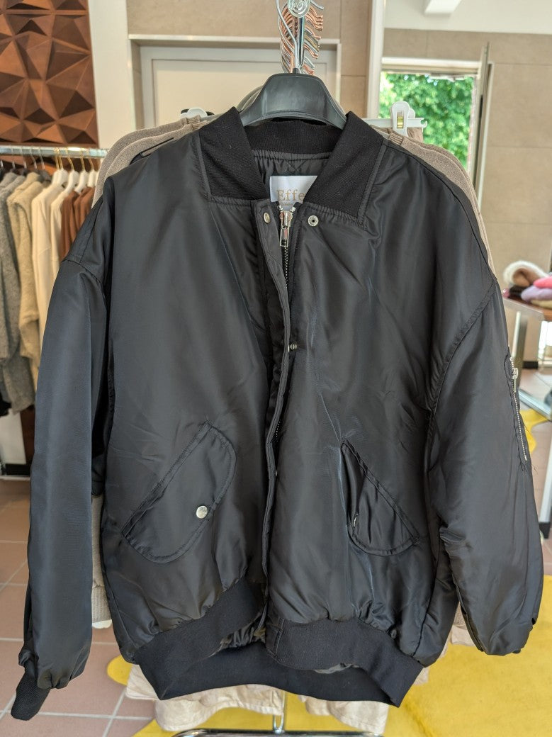 Bomberjacke klassisch Schwarz Futter innen gesteppt Größe S/M (Damen) - von EFFENY