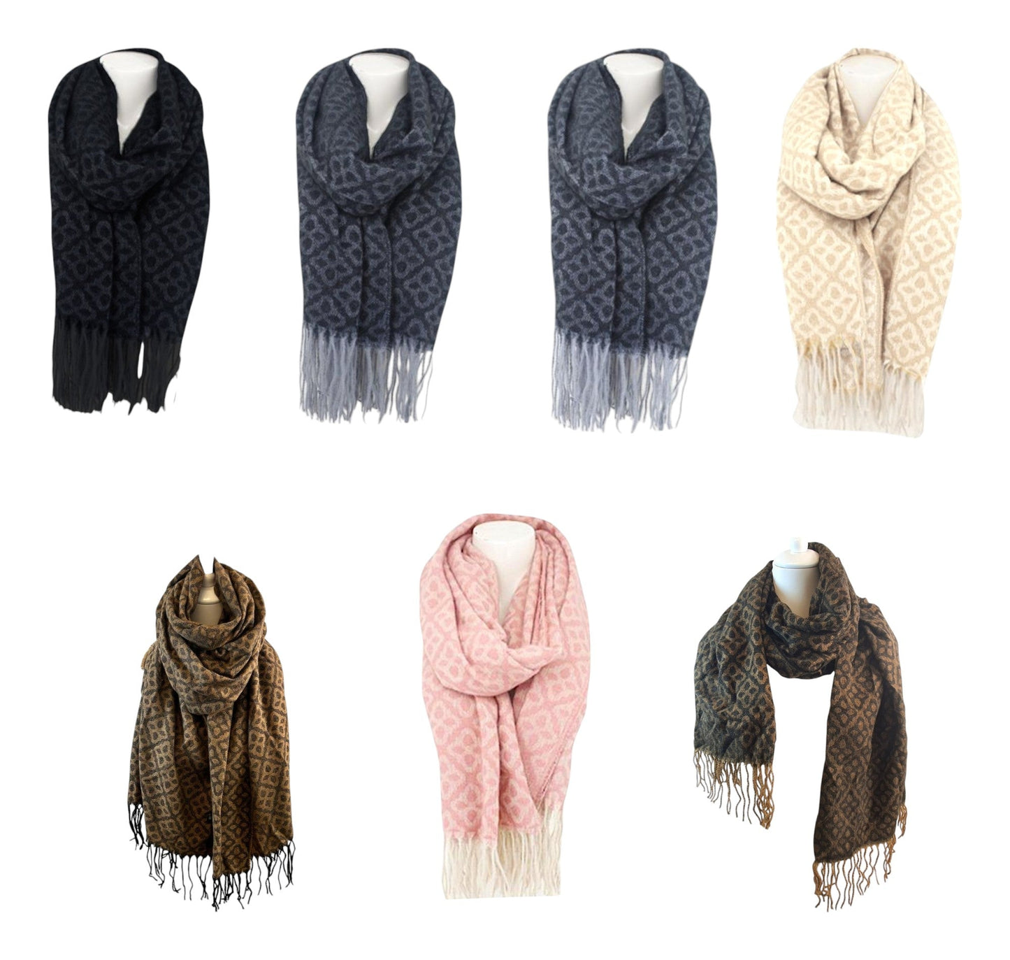 Winter Damen Schal Soft Cashmera » Winterschal Boutique Blume » Damenschal » Fransenschal 180 x 65 cm