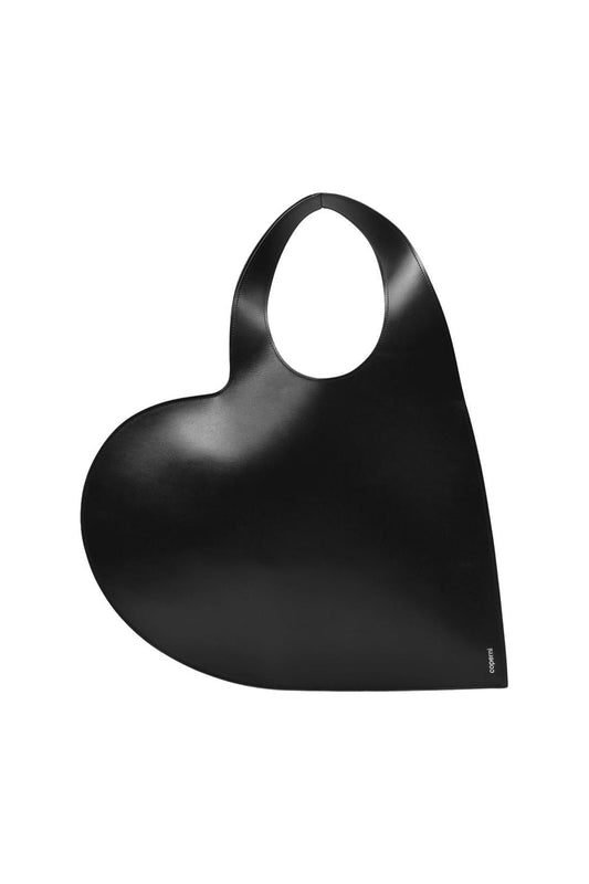 Heart Tote Bag in Black Leather