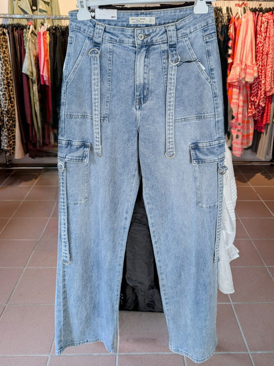 HELLO MISS Cargo Jeanshose in Blau mit Seitentaschen