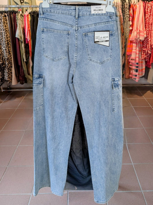 HELLO MISS Cargo Jeanshose in Blau mit Seitentaschen
