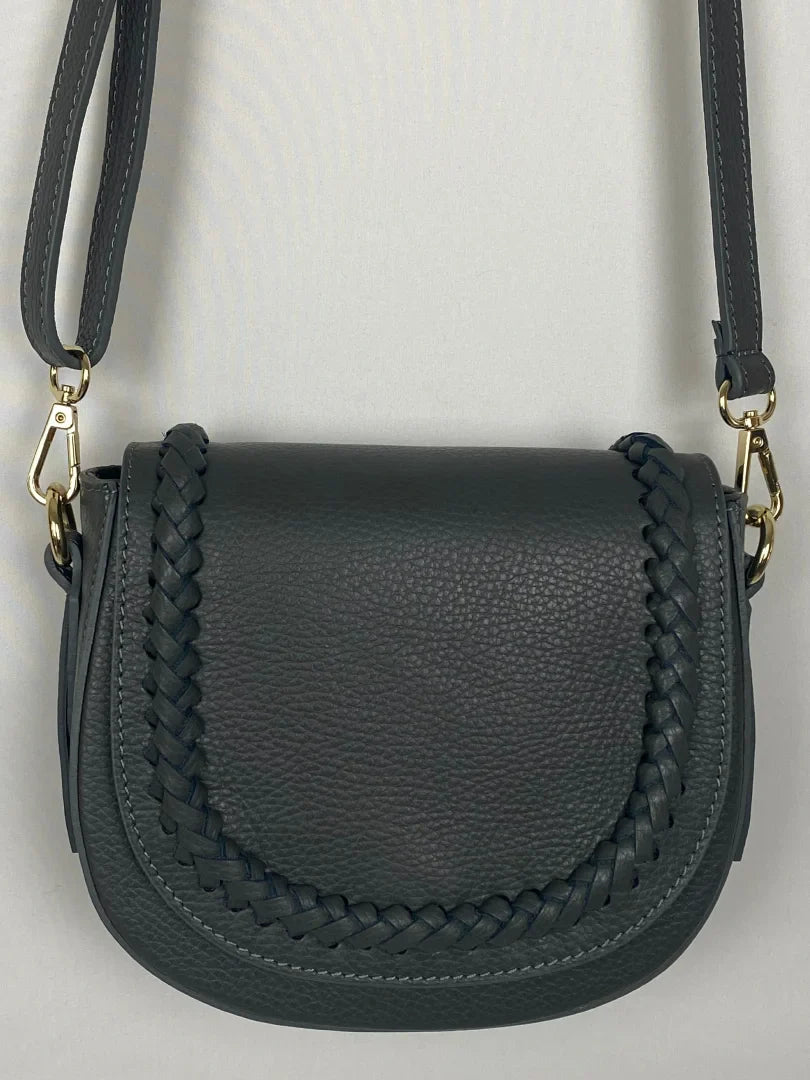 Chloé Style Ledertasche Handtasche Anthrazit Cross-Body tragbar, goldene Schnallen