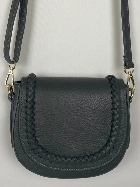 Chloé Style Ledertasche Handtasche Anthrazit Cross-Body tragbar, goldene Schnallen