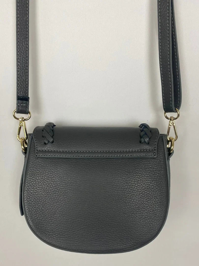 Chloé Style Ledertasche Handtasche Anthrazit Cross-Body tragbar, goldene Schnallen