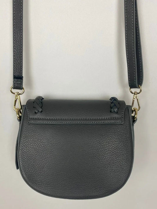 Chloé Style Ledertasche Handtasche Anthrazit Cross-Body tragbar, goldene Schnallen