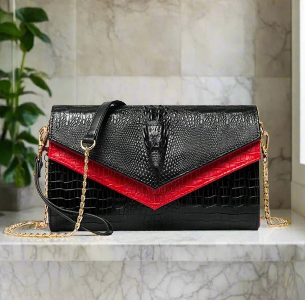 Crocodile pattern leather bag women cowhide shoulder clutch