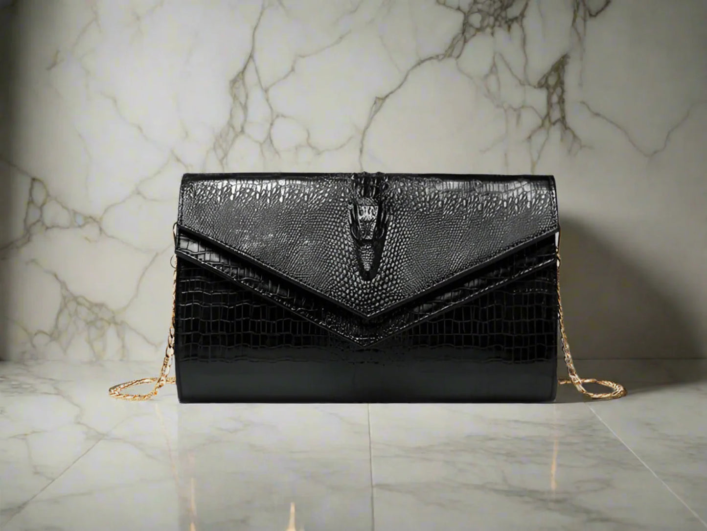 Crocodile pattern leather bag women cowhide shoulder clutch