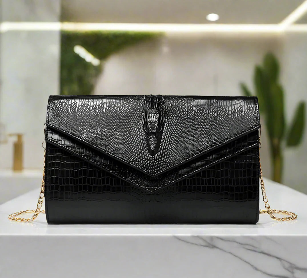 Crocodile pattern leather bag women cowhide shoulder clutch