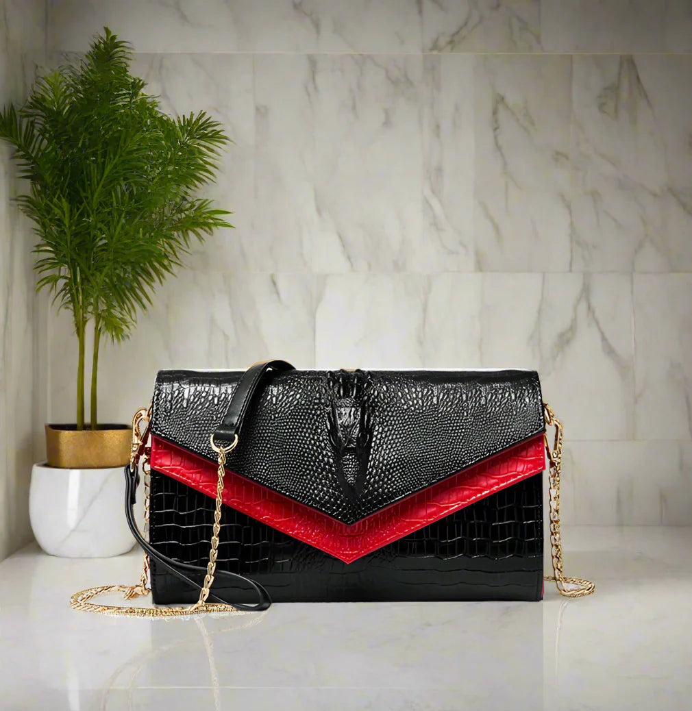 Crocodile pattern leather bag women cowhide shoulder clutch