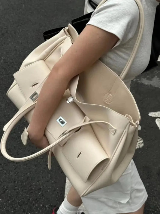 Designer cow split leather large capacity shoulder women bag