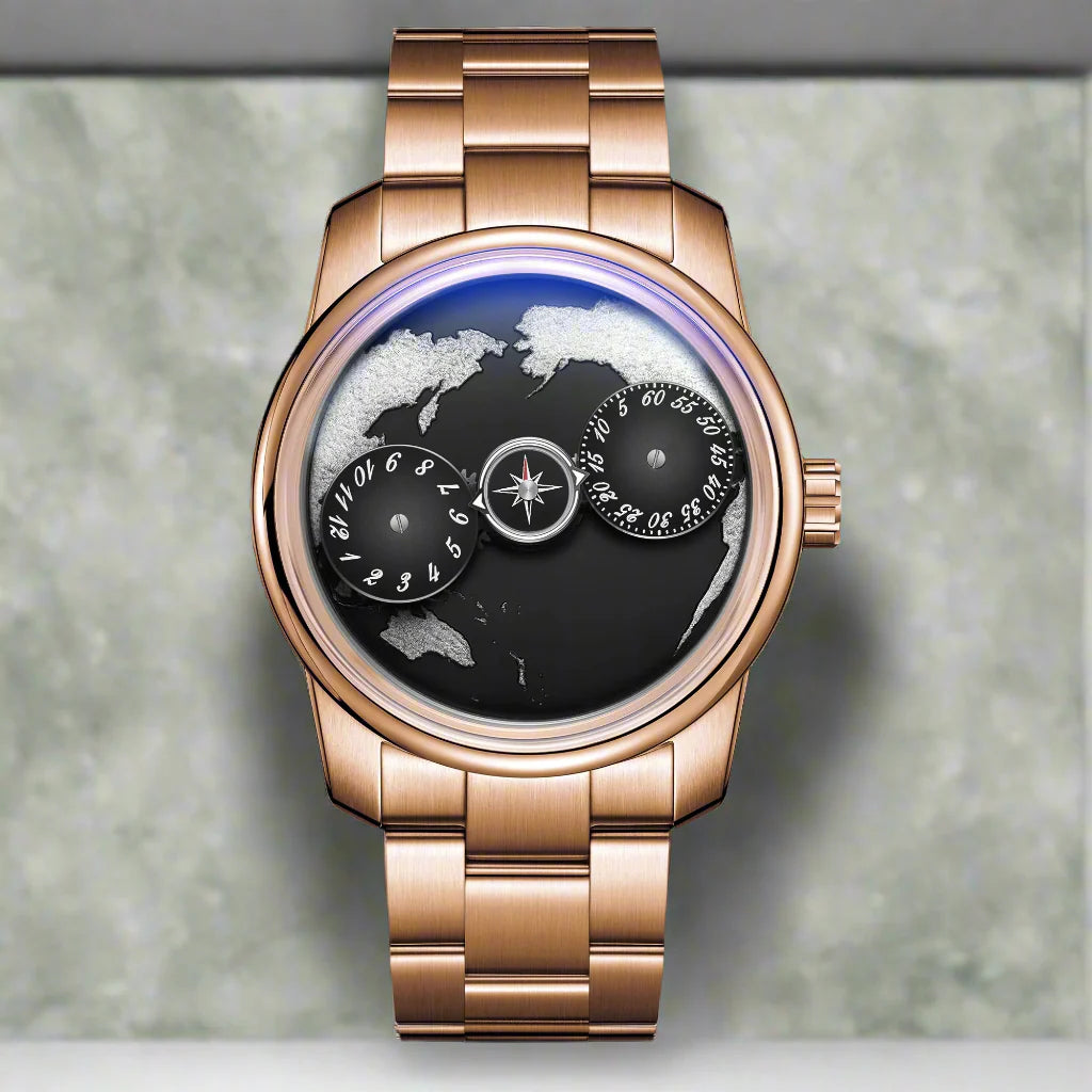 Earth automatic watch unique earth design stainless steel waterproof luminous dial