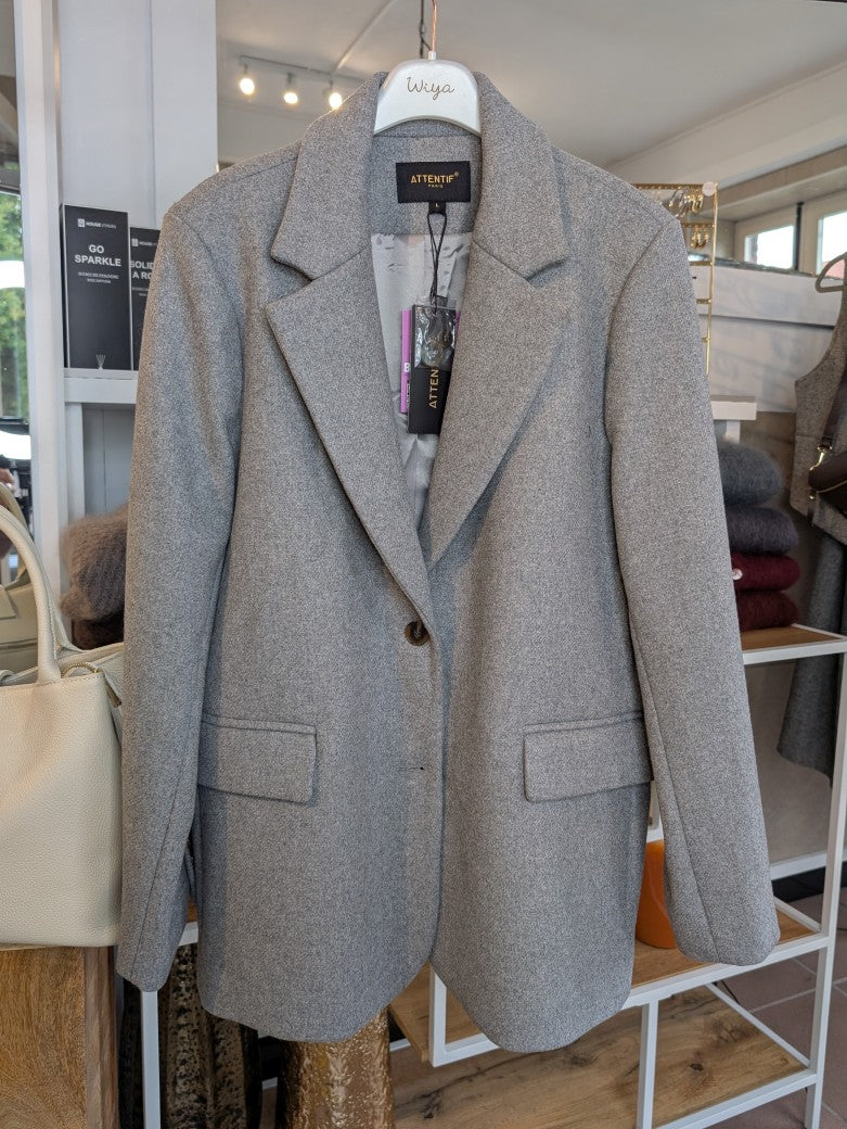 Eleganter Woll Blazer Hellgrau S M L für stilbewusste Frauen - von ATTENTIF