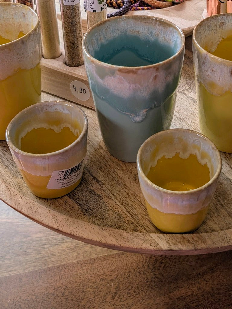 Becher Espressobecher Steingut Grespresso Latte Gelb