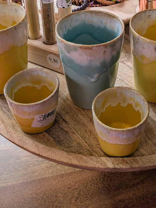 Becher Espressobecher Steingut Grespresso Latte Gelb