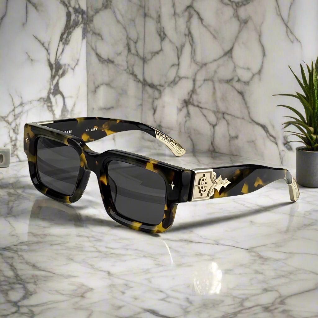 Getaway jet black thick acetatе high‑street shades luxury eyewear