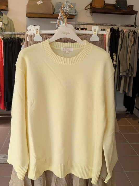 Feinstrick Pullover in Gelb aus Viskose, One Size - von EFFENY EF24JL5039