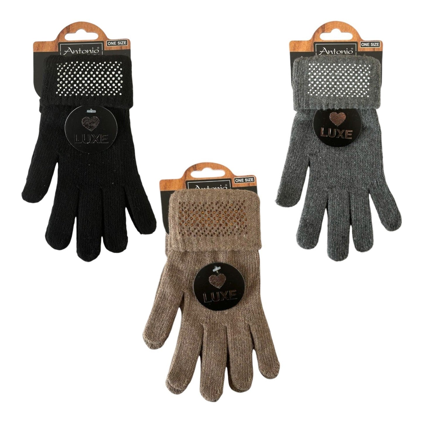 Winter Damen Handschuhe » Strickhandschuhe mit Glitzersteinen » Winterhandschuhe Strass Steine