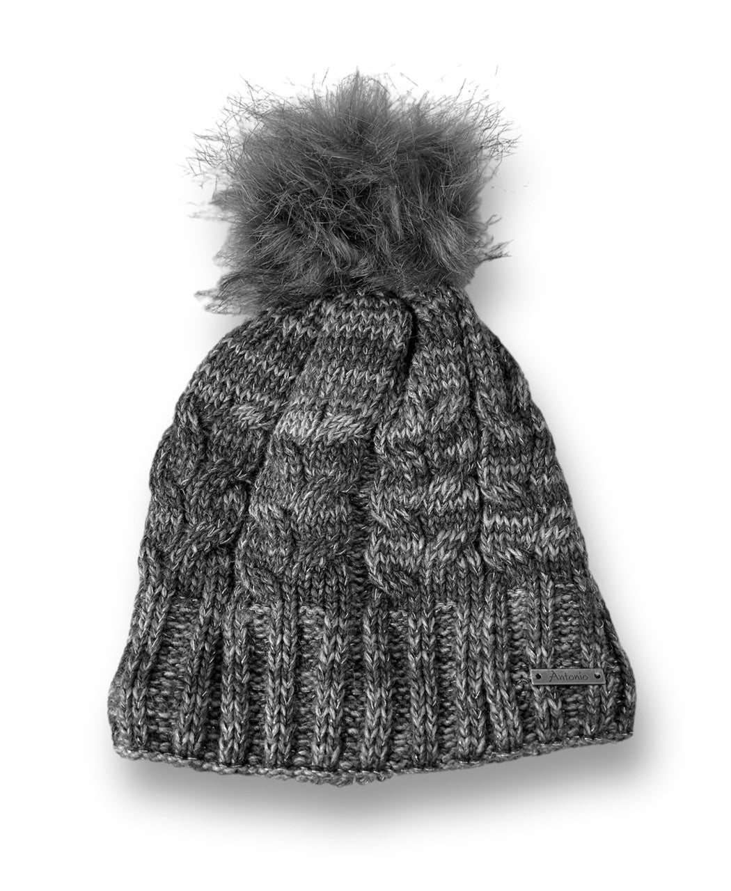 Günstige Strickmütze mit Glitzer » warme Wintermütze mit Fleece Innenfutter » Bommelmütze mit feinen Glitzerfäden