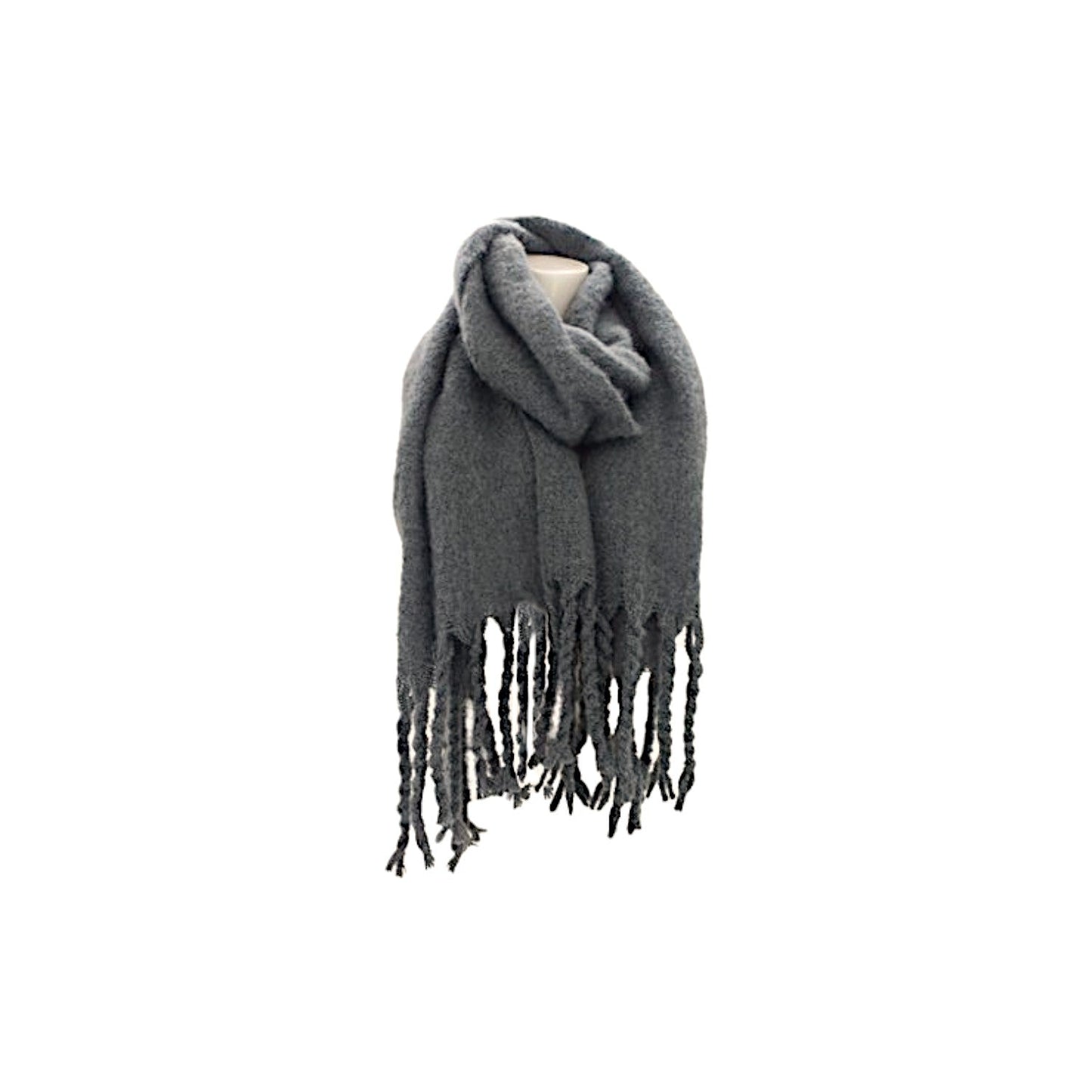 Winter Damen Schal » Winterschal Dread Style einfarbig » Fransenschal 180 x 50 cm » warmer Damenschal mit dicken Fransen » Hohes Volumen