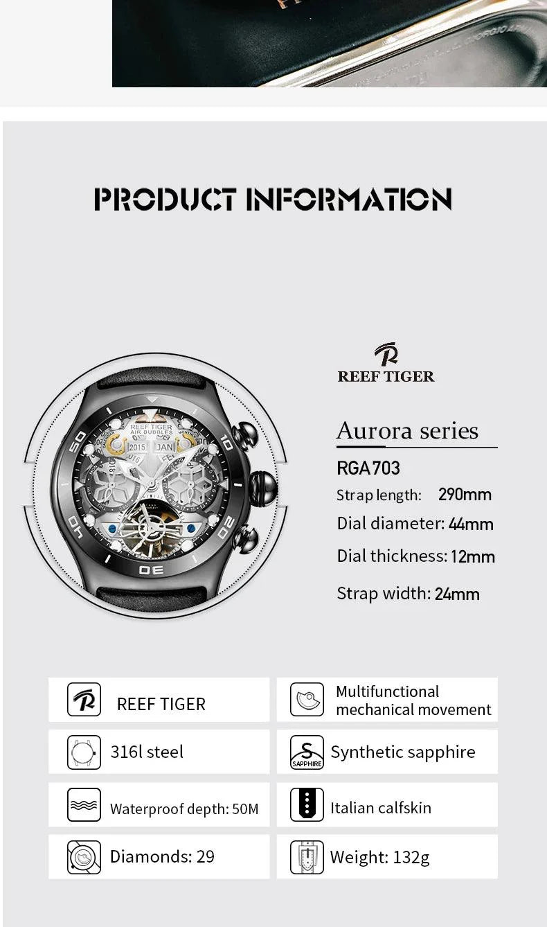 Reef Tiger tourbillon automatic watch
