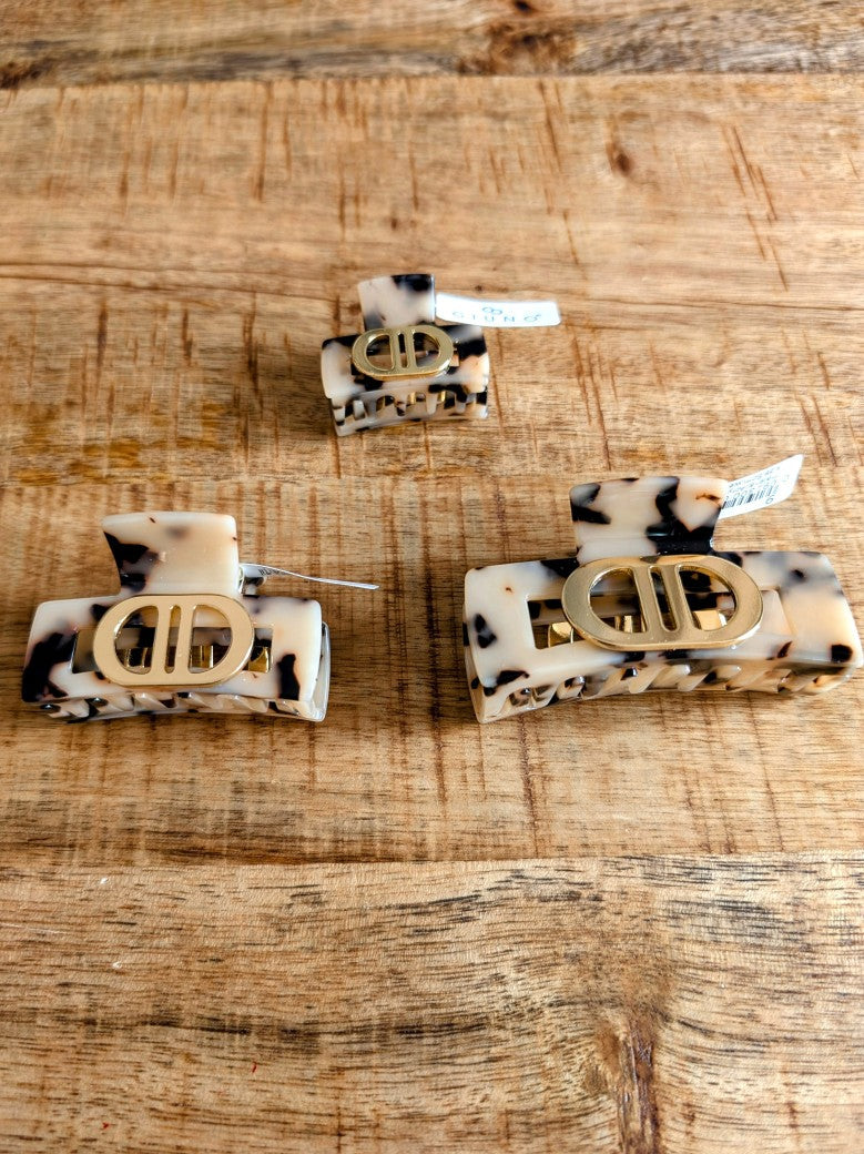 Haarklammer Dior Stil Leo Muster Beige Braun Schwarz Gold Größen S, M, L - von Giuno DOO30-62