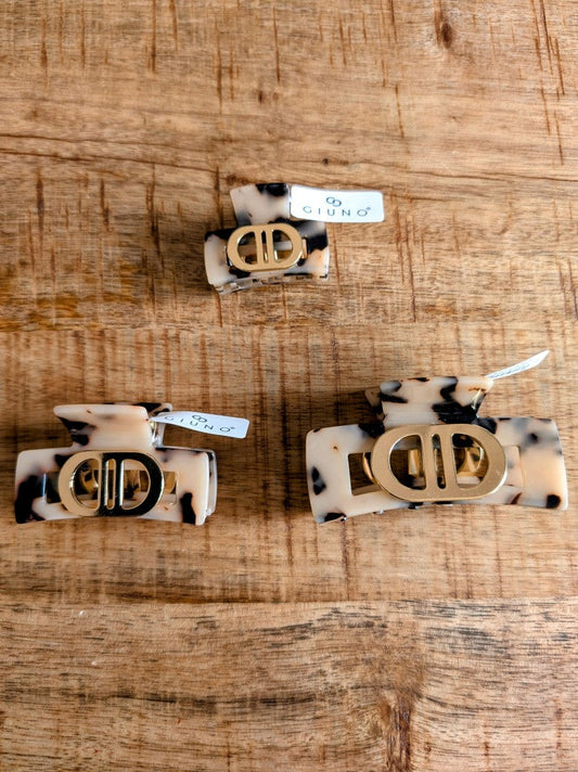 Haarklammer Dior Stil Leo Muster Beige Braun Schwarz Gold Größen S, M, L - von Giuno DOO30-62