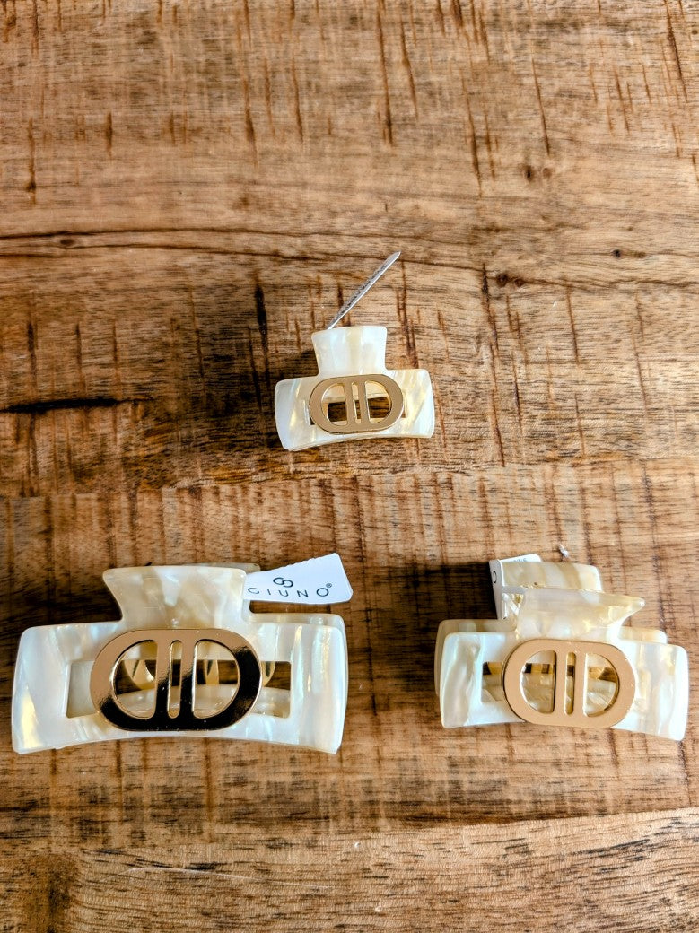 Haarklammer Dior Stil Marmor Muster Créme Beige Gold Größen S, M, L - von Giuno DOO30-26