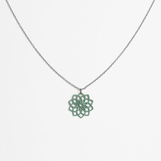 Halskette mit Holzanhänger - 'Mandala'