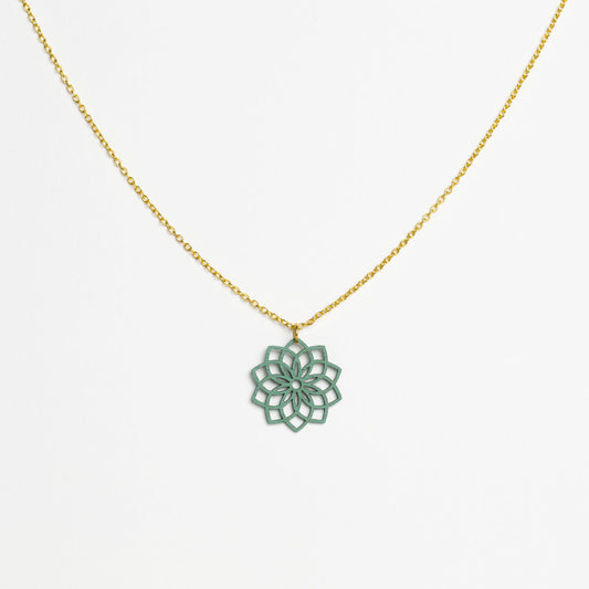 Halskette mit Holzanhänger - 'Mandala'