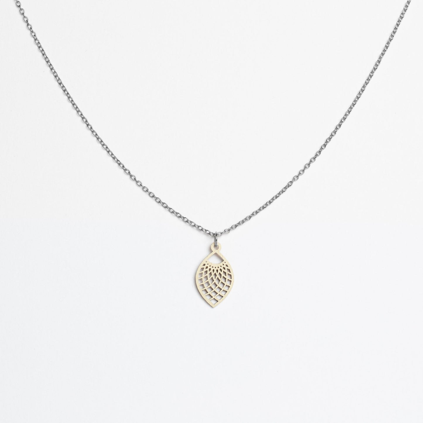 Halskette mit Holzanhänger - 'Leaf'