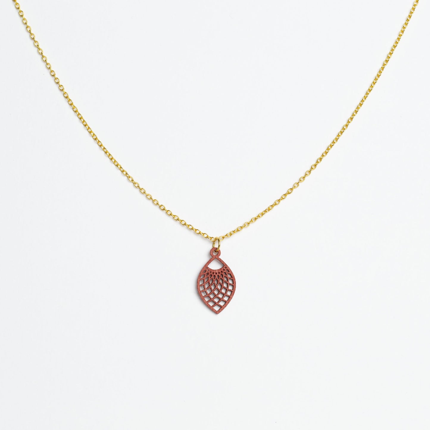 Halskette mit Holzanhänger - 'Leaf'