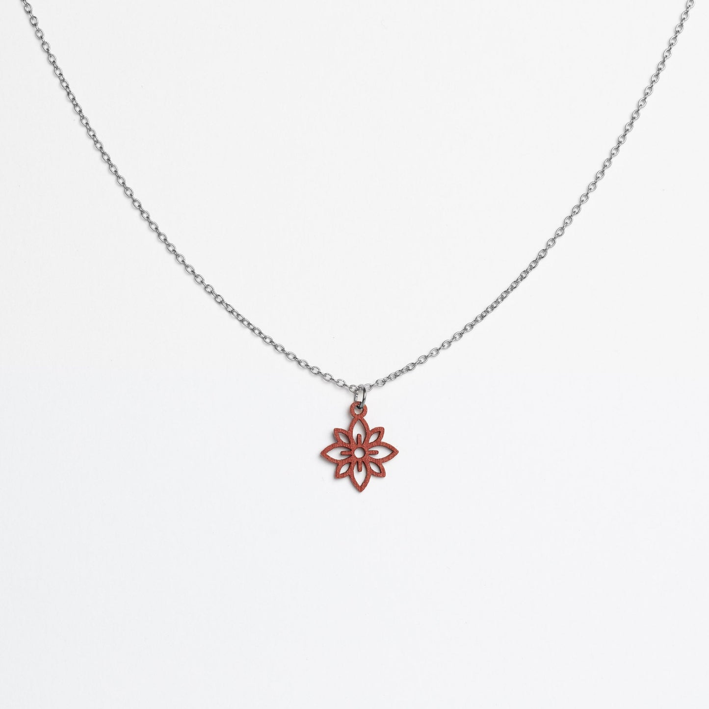 Halskette mit Holzanhänger - 'Flower mini'