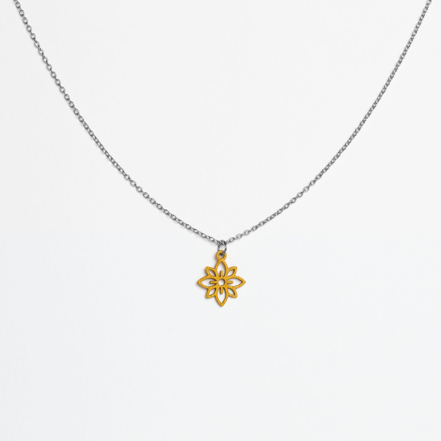 Halskette mit Holzanhänger - 'Flower mini'