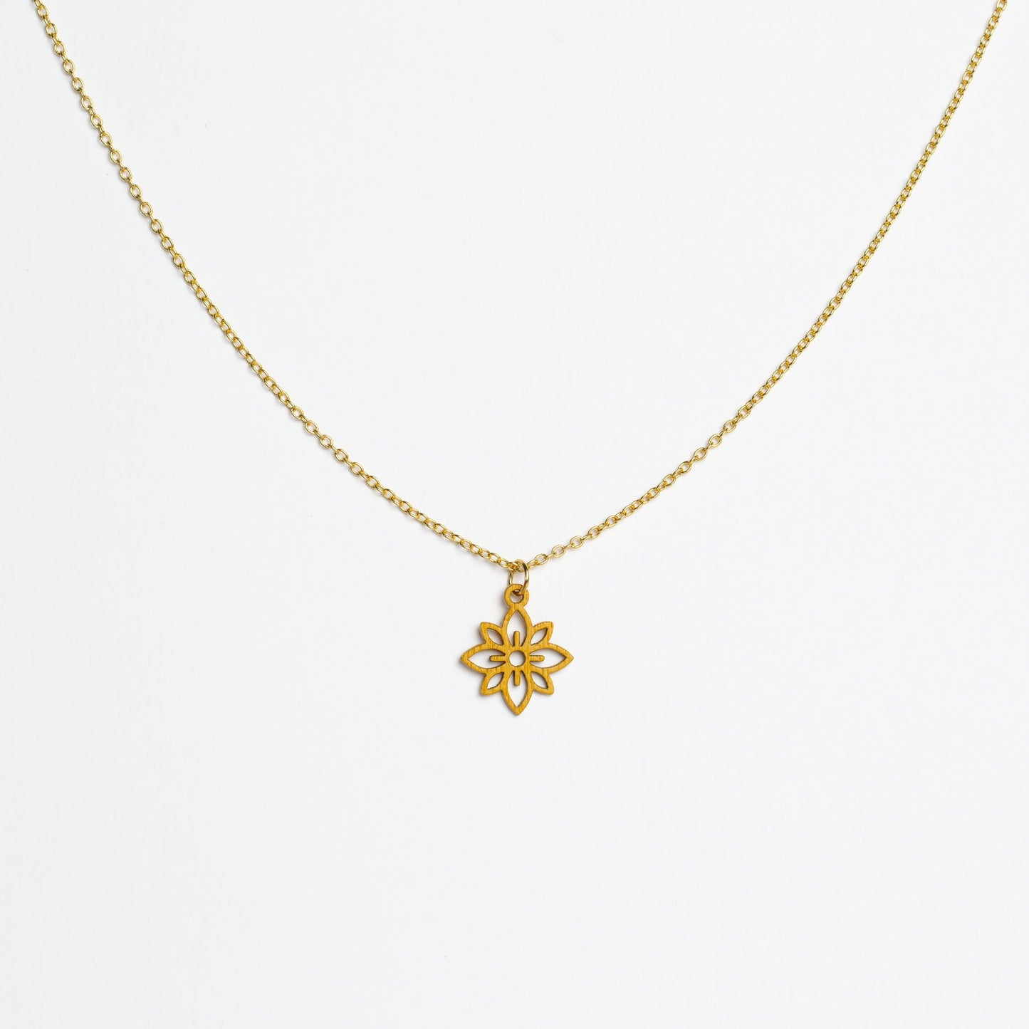 Halskette mit Holzanhänger - 'Flower mini'