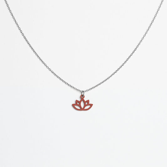Halskette mit Holzanhänger - 'Lotus'